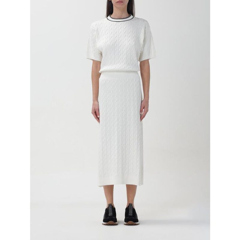 Brunello Cucinelli Wowhite Cable Knit Dress