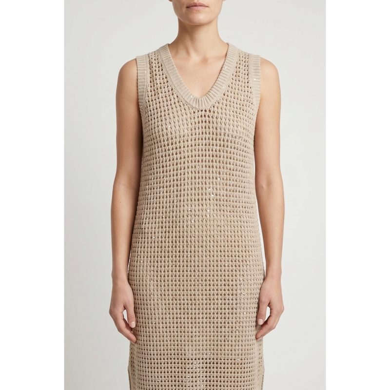 Brunello Cucinelli Wobeige Knitted Sleeveless Dress