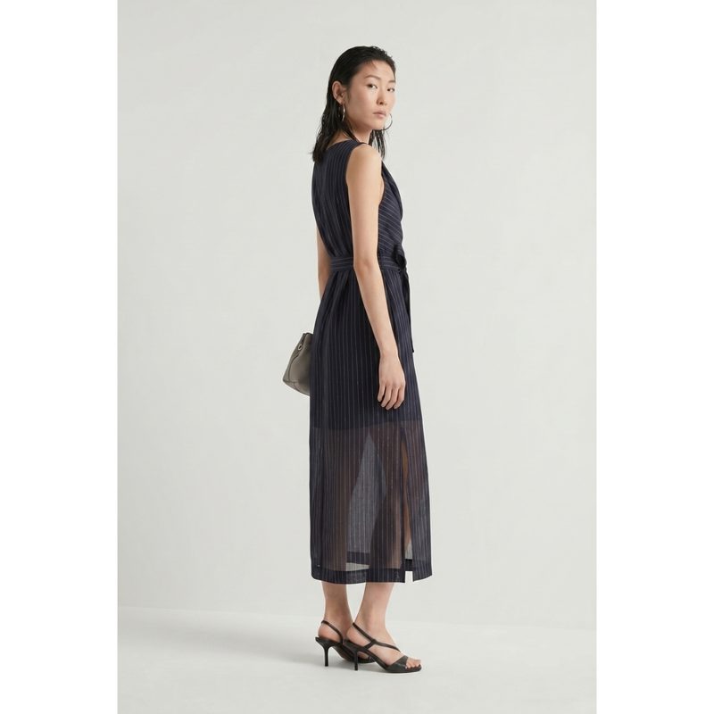 Brunello Cucinelli Wonavy Sleeveless Wrap Dress