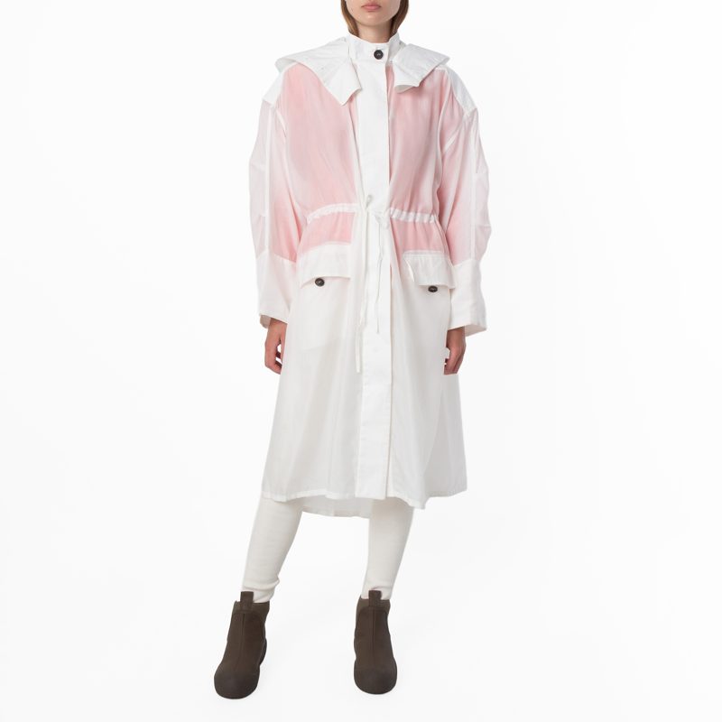 Hooded Organza Trench Coat_White