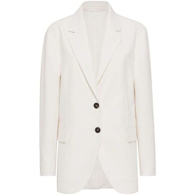 Brunello Cucinelli Wooff White Linen Blend Blazer_White