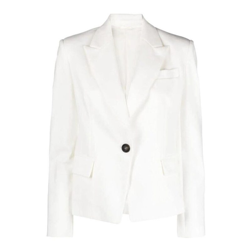 Brunello Cucinelli Wowhite Tailored Cotton Jacket_White