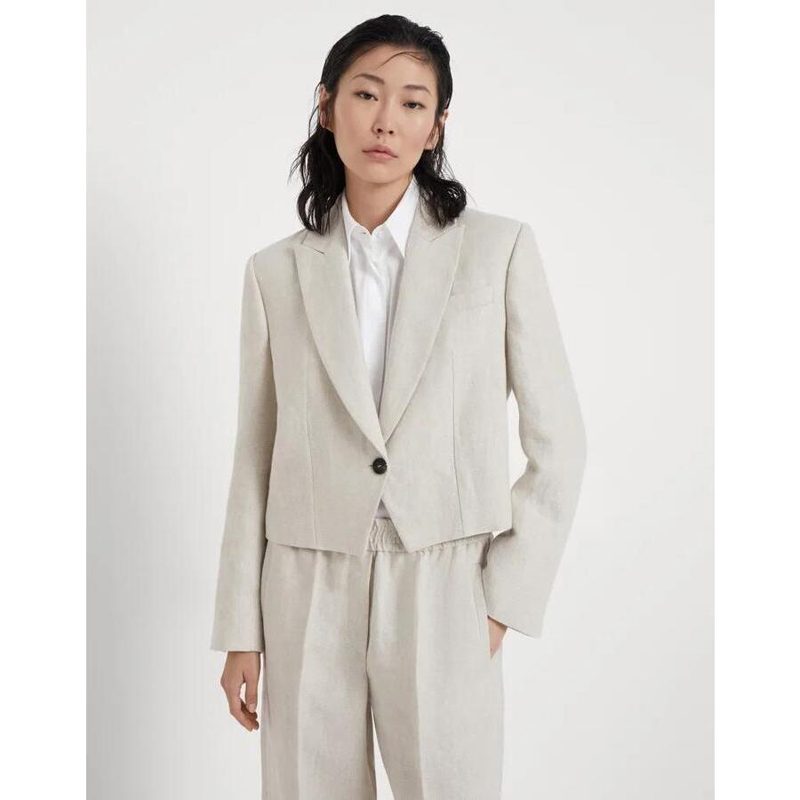Brunello Cucinelli Wolight Beige Linen Blazer_Beige