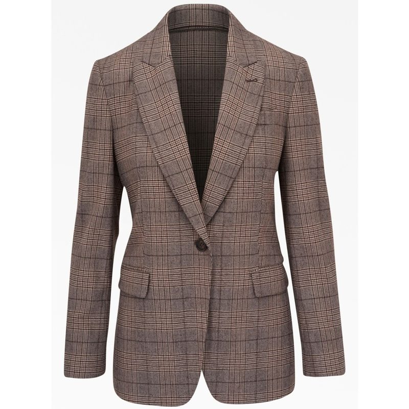 Brunello Cucinelli Wobrown Wool Blend Tailored Jacket_Brown