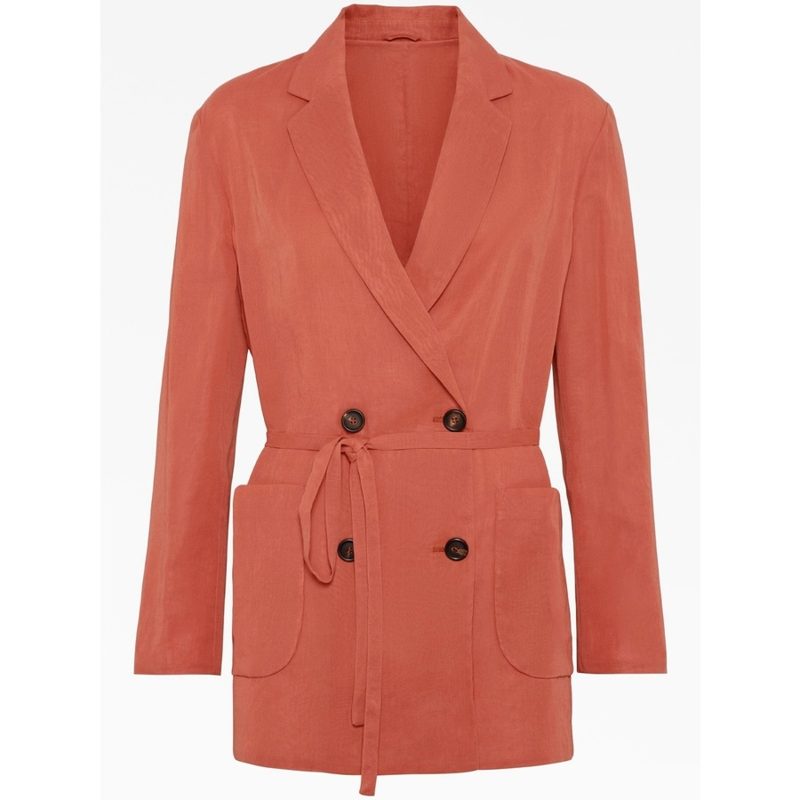 Brunello Cucinelli Worust Relaxed Cotton Jacket_Orange