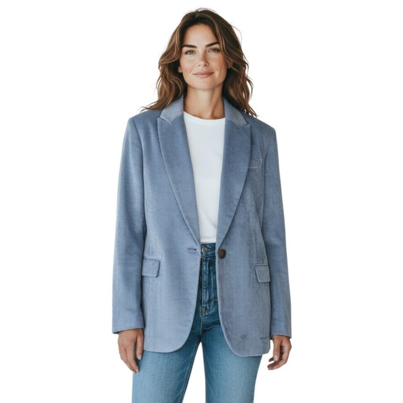 Brunello Cucinelli Sky Blue Corduroy Blazer_Blue