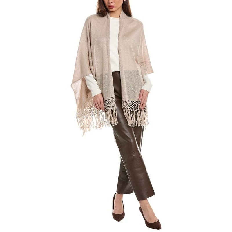 Brunello Cucinelli Beige Shawl With Fringe Detailing_Beige