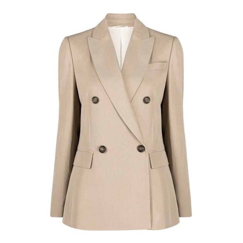 Brunello Cucinelli Beige Double-Breasted Tailored Blazer_Beige