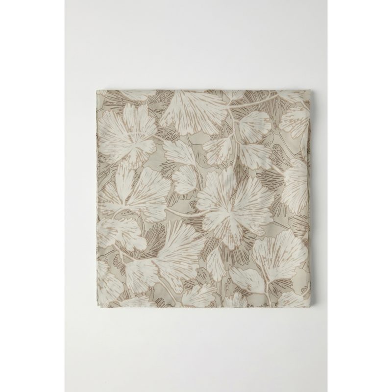 Brunello Cucinelli Beige Silk Floral Print Scarf_Beige