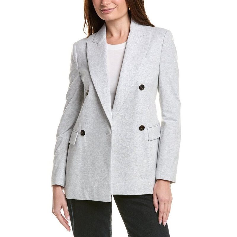 Brunello Cucinelli Silver Double-Breasted Blazer_Grey