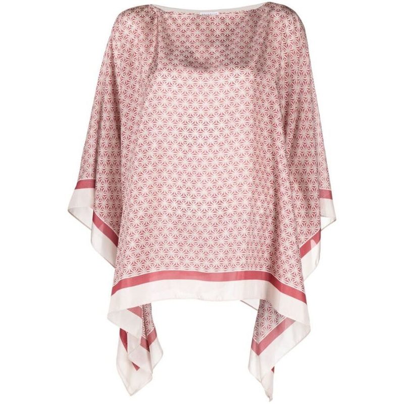 Brunello Cucinelli Red Silk Oversized Shirt_Multi-Color