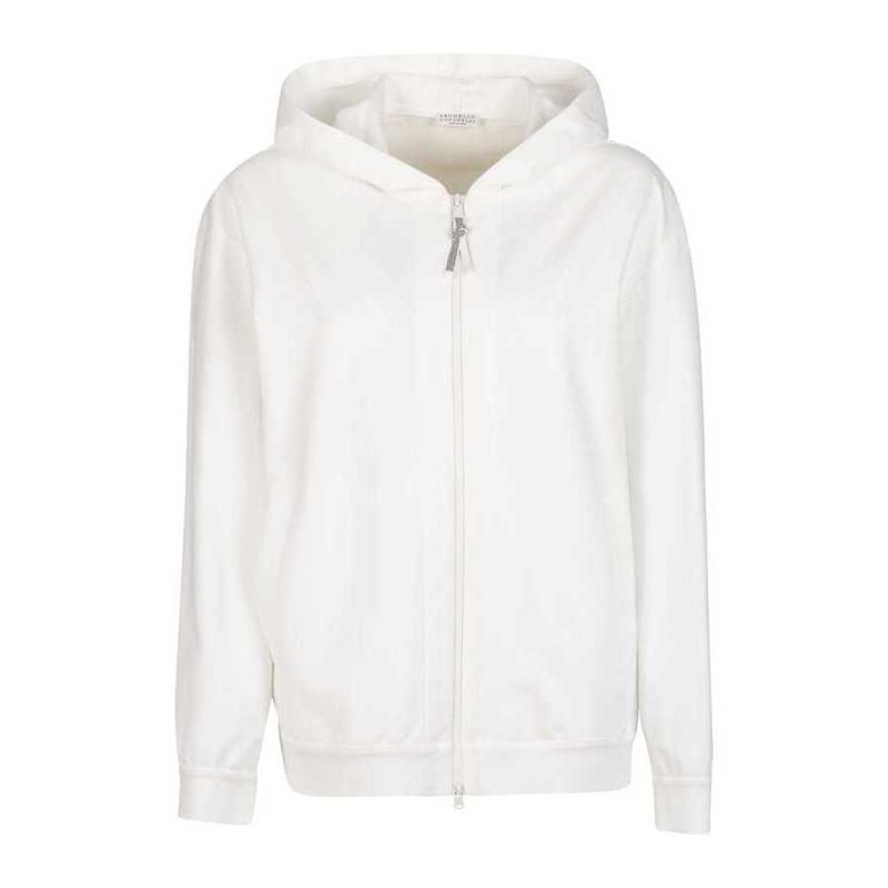 Brunello Cucinelli Wonatural Cotton Zip Hoodie_White