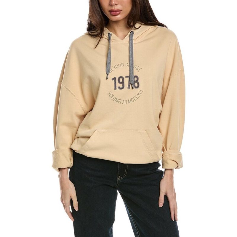 Brunello Cucinelli Beige Hooded Sweatshirt With Print_Beige