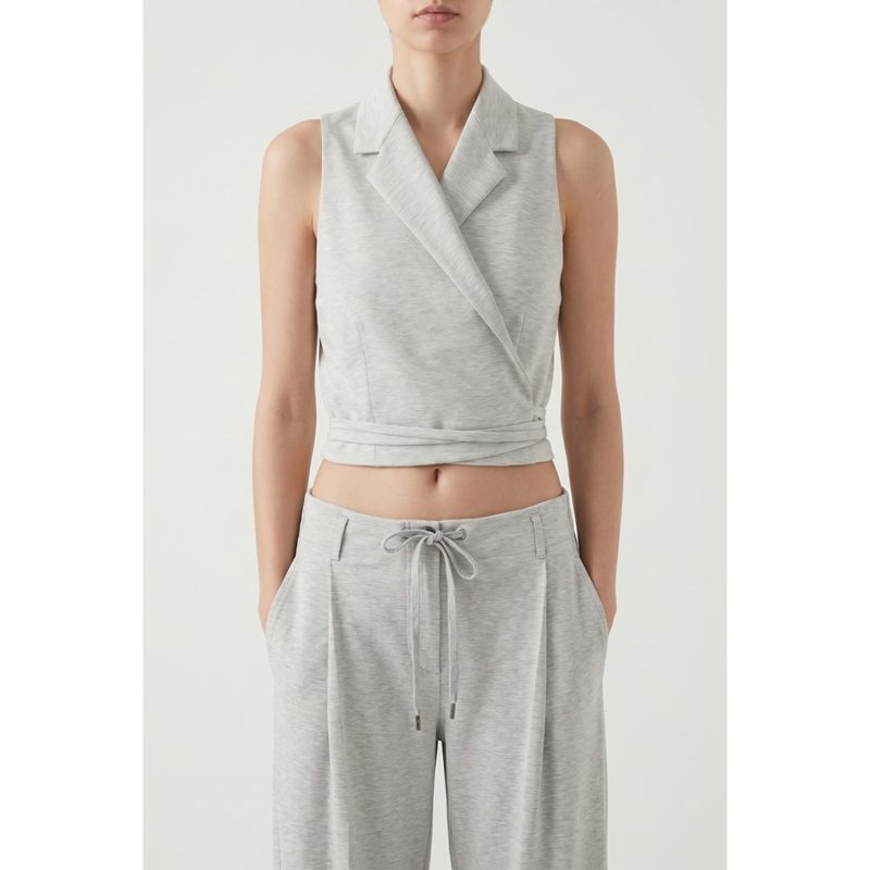 Brunello Cucinelli Wolight Grey Sleeveless Shirt_Grey