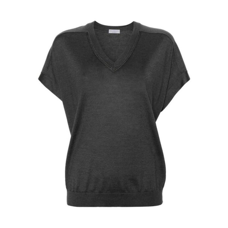Brunello Cucinelli Wocharcoal Wool Silk Shirt_Grey
