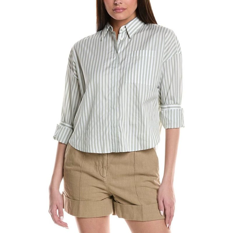 Brunello Cucinelli Light Green Striped Shirt_Multi-Color