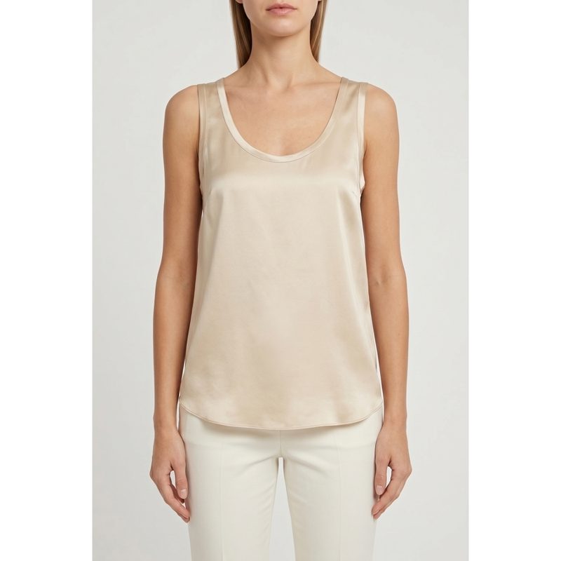 Brunello Cucinelli Wolight Gold Silk Tank Top_Beige