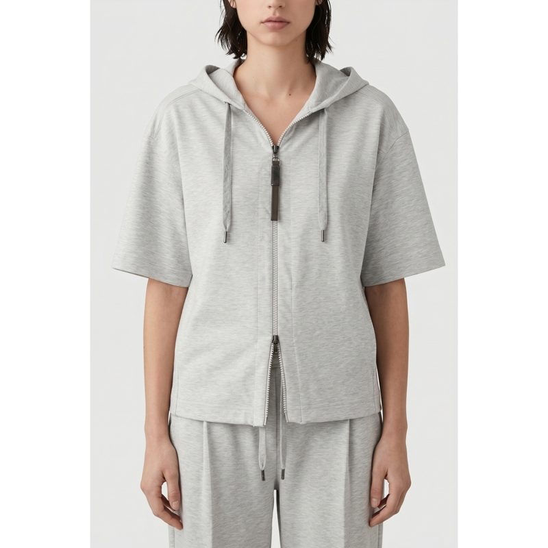 Brunello Cucinelli Wolight Grey Relaxed Hoodie_Grey
