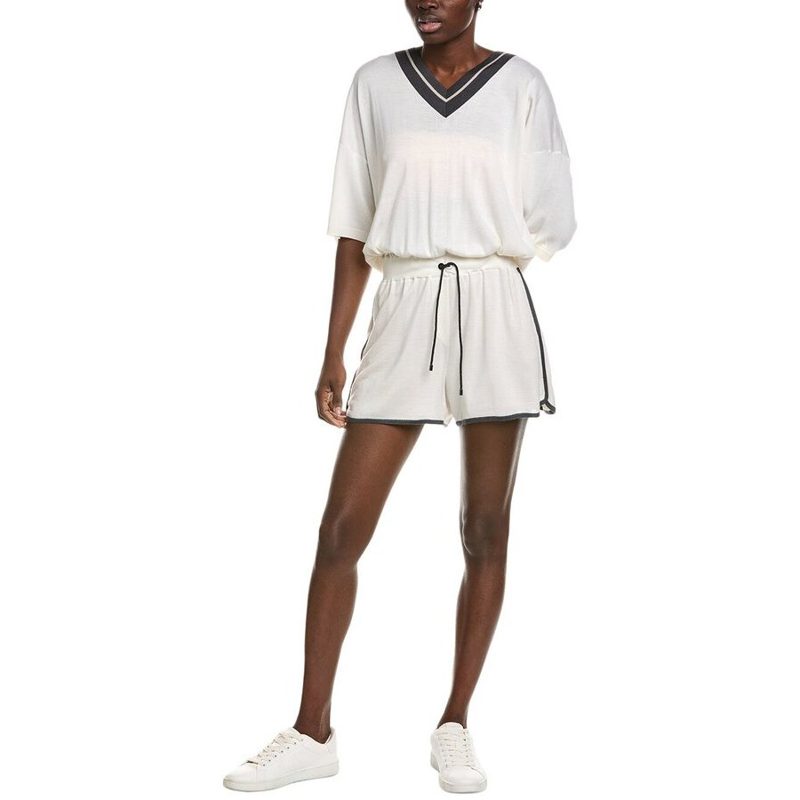 Brunello Cucinelli White Cashmere Blend Tennis Dress_White