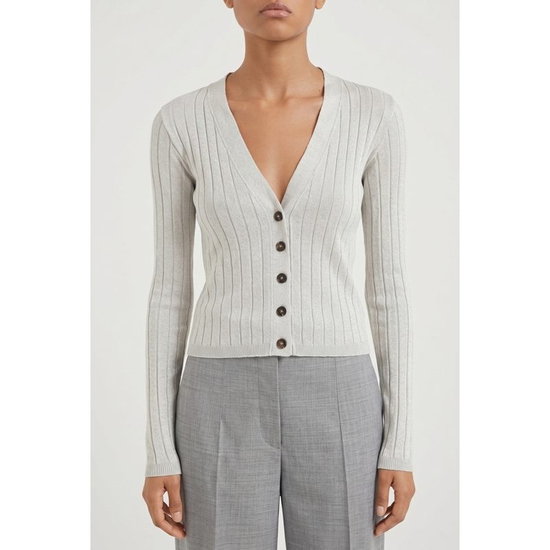 Brunello Cucinelli Wolight Grey Silk Sweater_Grey