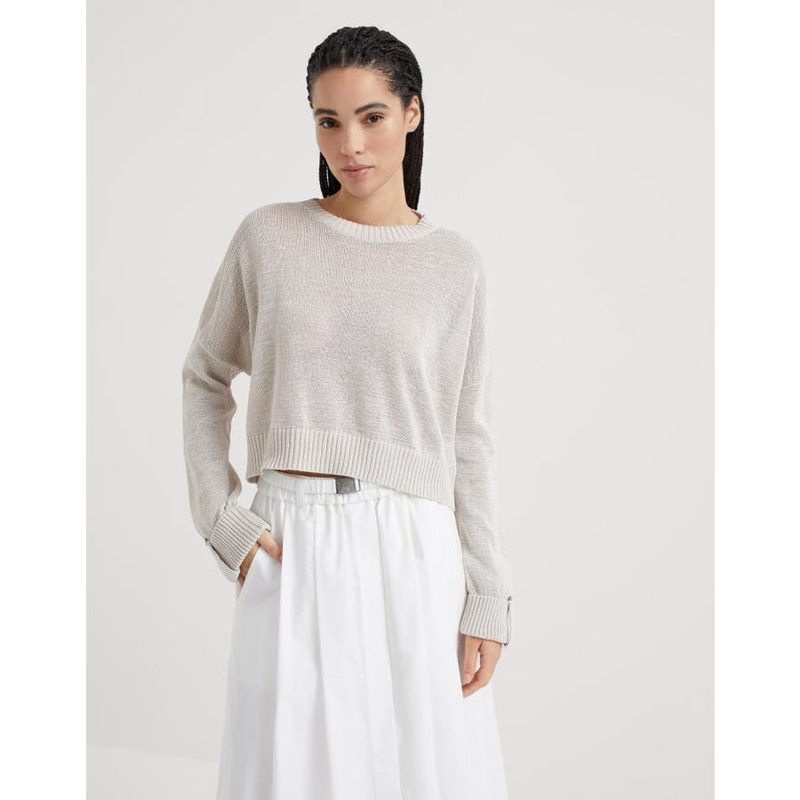 Brunello Cucinelli Wolight Beige Relaxed Sweater_Beige