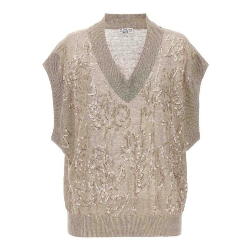 Brunello Cucinelli Wobeige Linen Blend Sweater_Beige