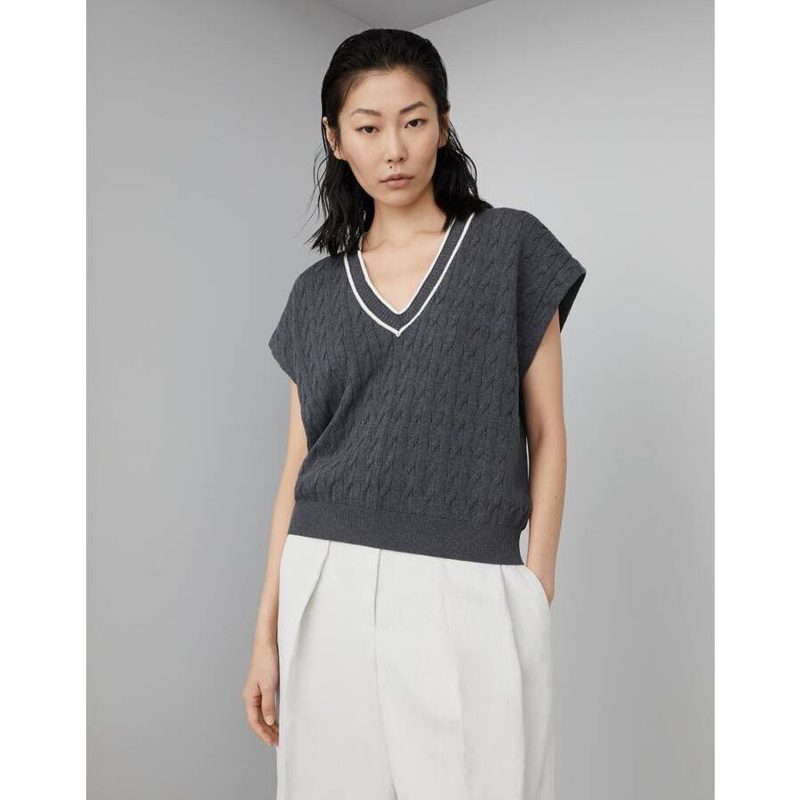 Brunello Cucinelli Wodark Grey Cotton Sweater_Grey