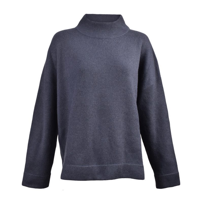Brunello Cucinelli Night Sky Cashmere Mock Collar Sweater_Navy