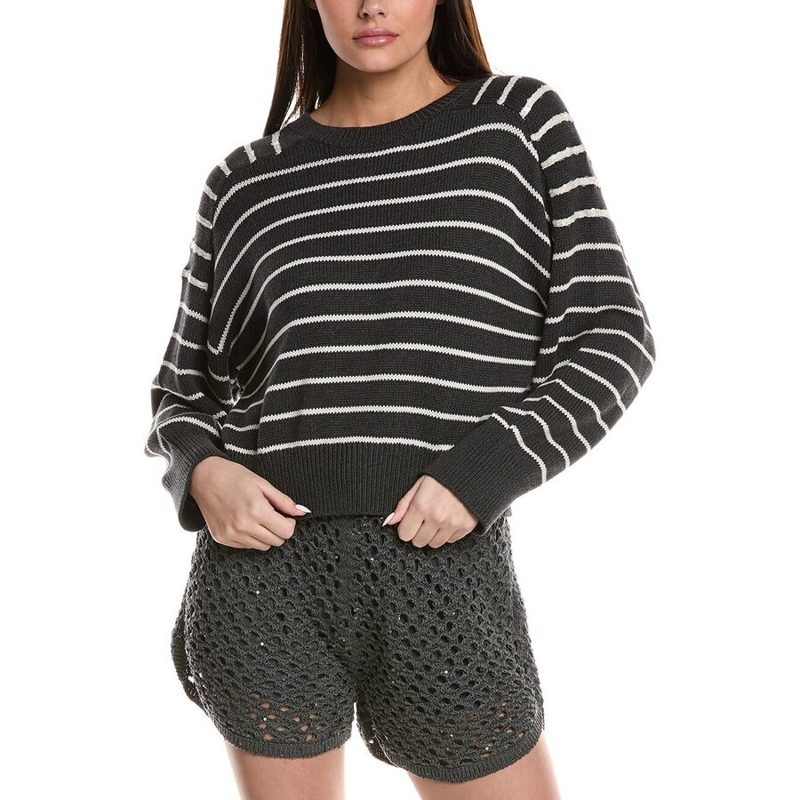 Brunello Cucinelli Lignite Striped Cotton Knit Sweater_Multi-Color