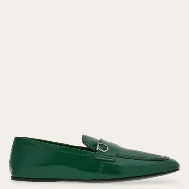 Loafer With Gancini Ornament_Forest Green