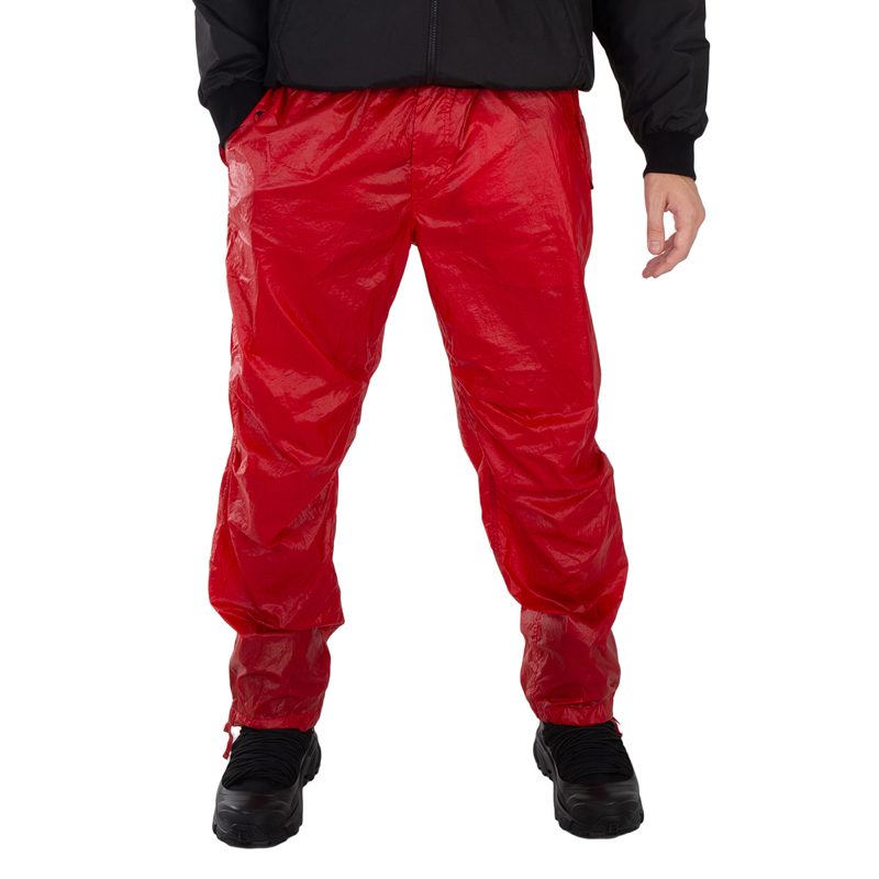 Red Nylon Cargo Pants_Red
