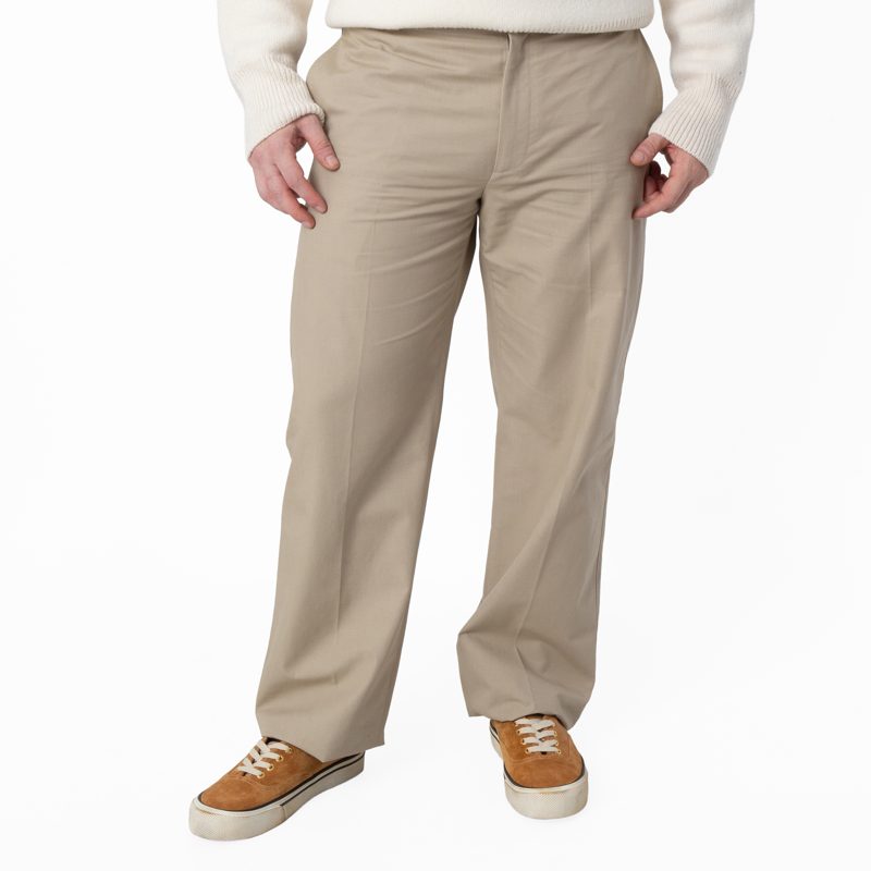 Flared Cotton Chino Trousers_Beige / Khaki