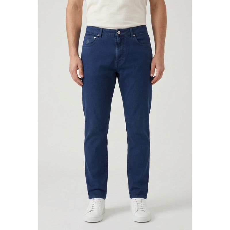 Brunello Cucinelli Dark Blue Straight Trousers_Blue
