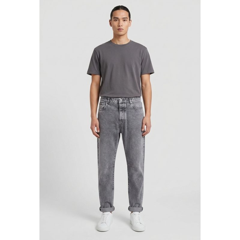 Brunello Cucinelli Grey Relaxed Fit Jeans_Grey
