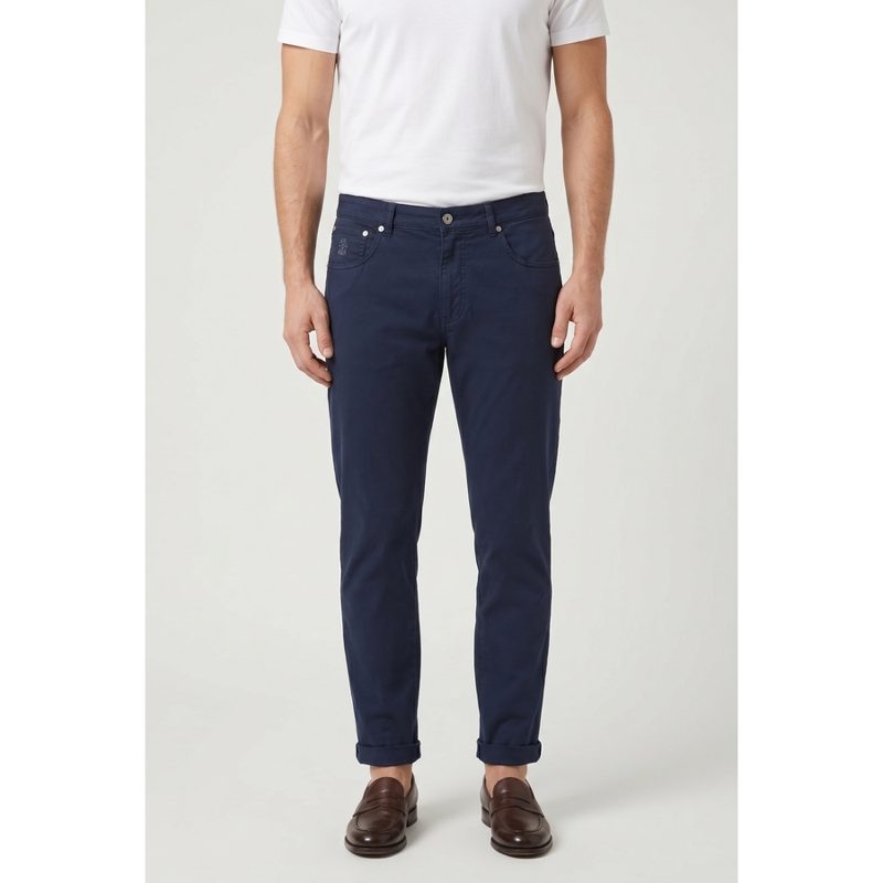Brunello Cucinelli Dark Blue Slim Trousers_Navy