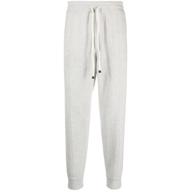 Brunello Cucinelli Light Grey Drawstring Jogger Trousers_Grey