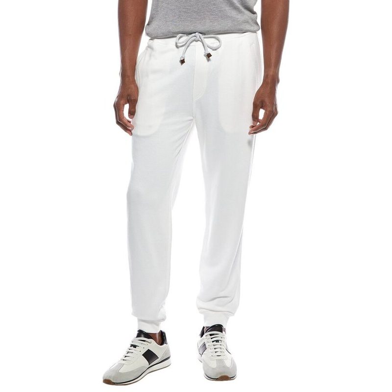 Brunello Cucinelli Off White Linen Blend Trousers_White