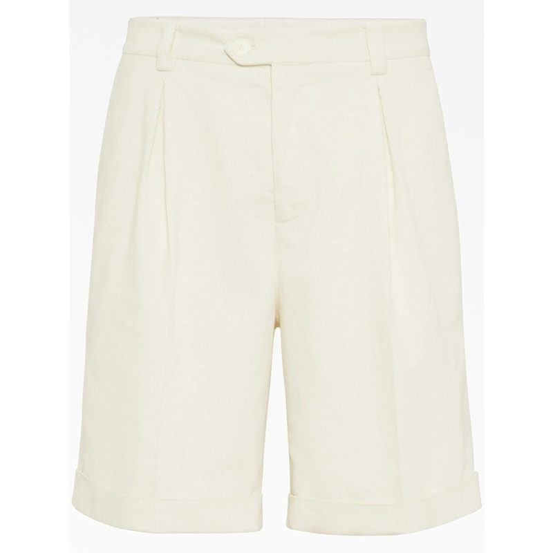 Brunello Cucinelli Off White Tailored Shorts_Beige