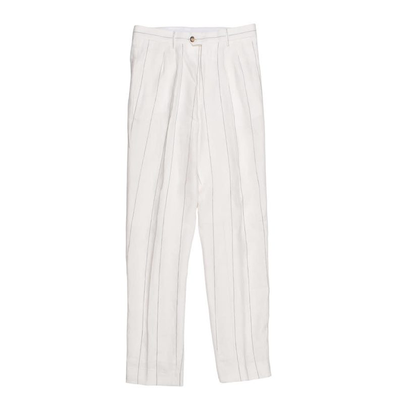 Brunello Cucinelli [오프화이트] Linen Striped Trousers_White