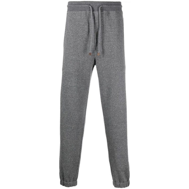 Brunello Cucinelli Gray Drawstring Tapered Trousers_Grey