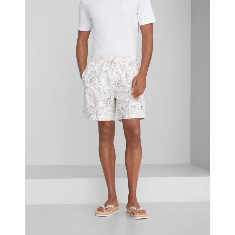 Brunello Cucinelli White Paisley Tailored Shorts_White