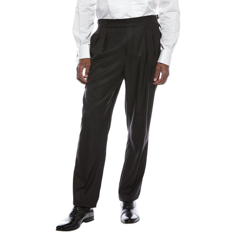 Brunello Cucinelli Black Pleated Evening Trousers_Black