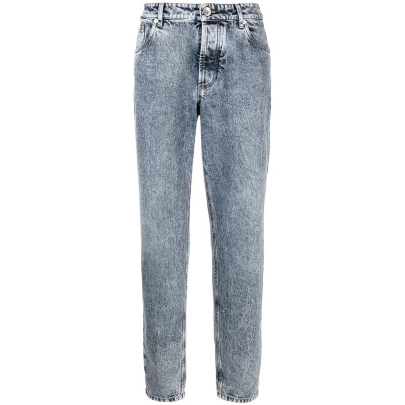 Brunello Cucinelli Faded Blue Denim Trousers_Blue