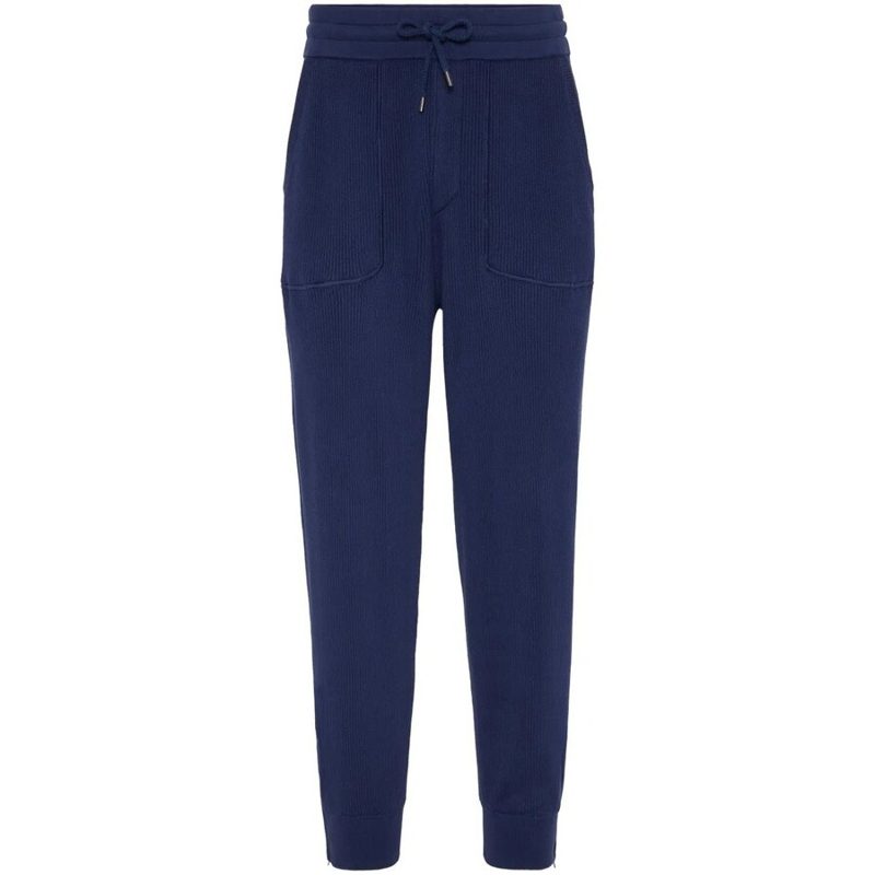 Brunello Cucinelli Galaxy Blue Knit Jogger Trousers_Blue