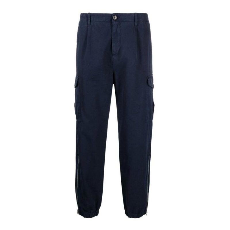 Brunello Cucinelli Navy Cargo Pants With Cuffs_Blue
