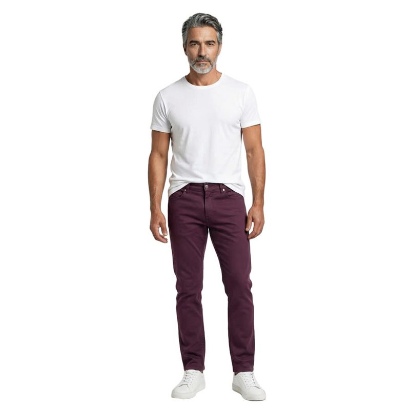 Brunello Cucinelli Burgundy Denim Five-Pocket Trousers_Burgundy