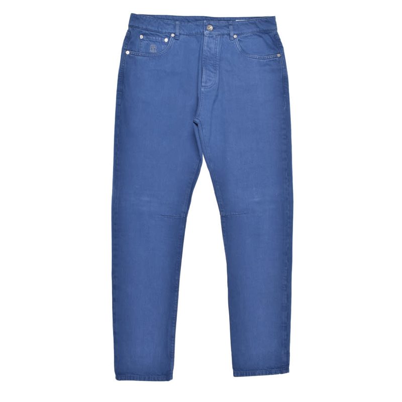 Brunello Cucinelli Indigo Denim Leisure Fit Trousers_Blue
