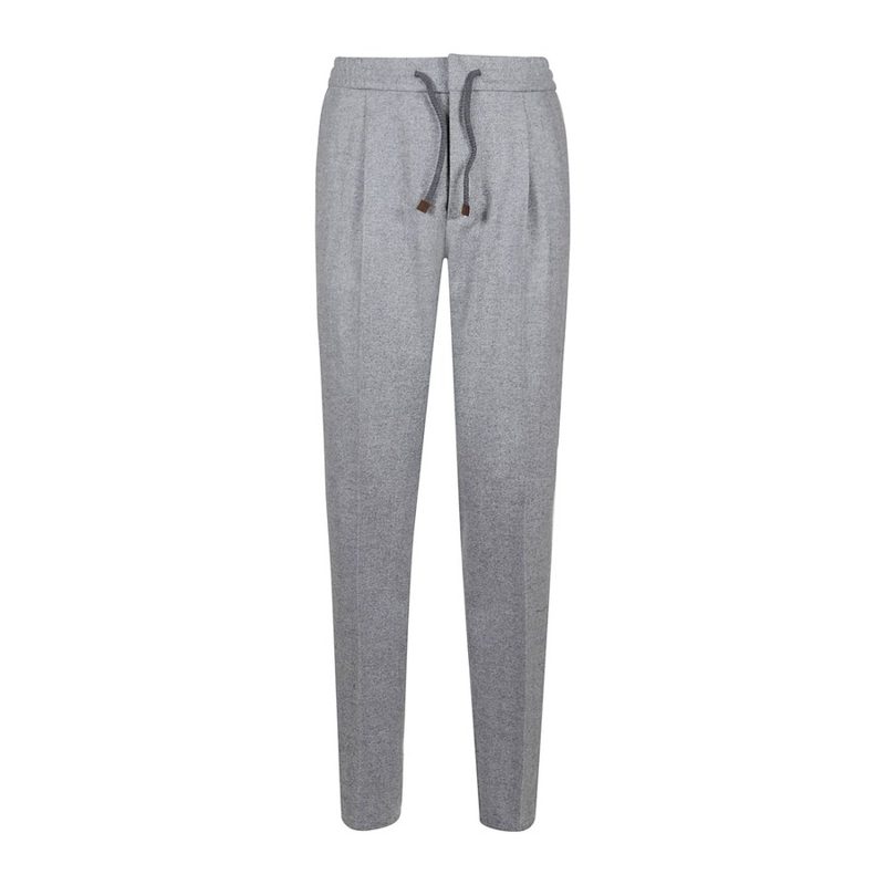 Brunello Cucinelli Gray Tailored Drawstring Trousers_Grey