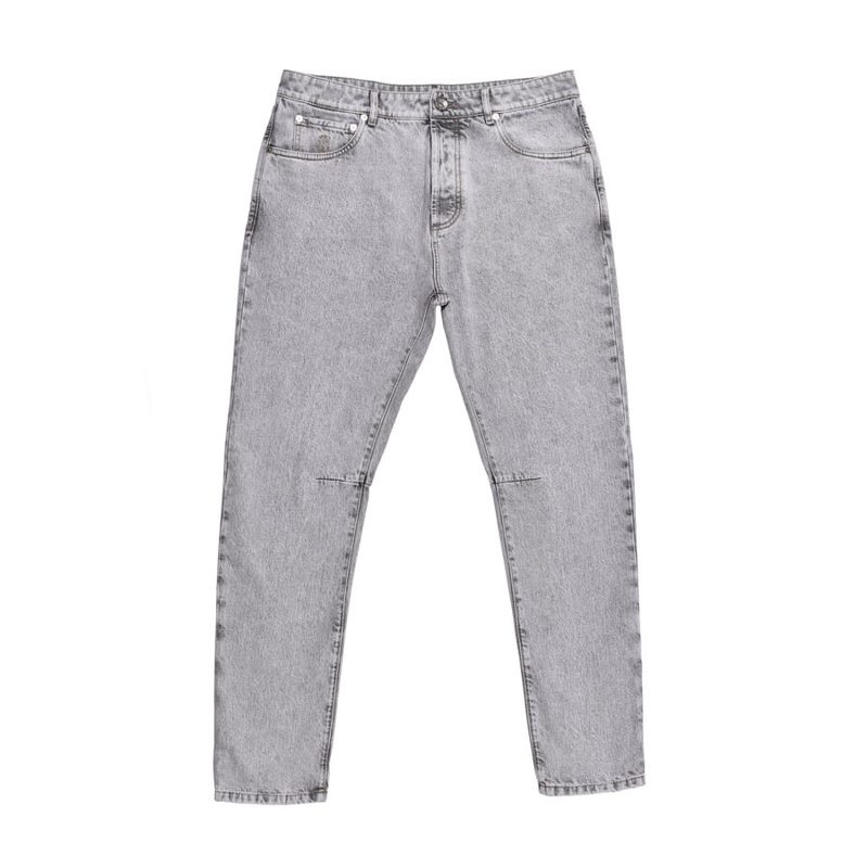 Brunello Cucinelli Stone Denim Five-Pocket Jeans_Grey