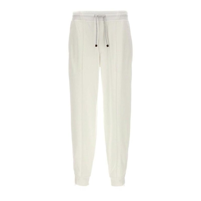 Brunello Cucinelli Off White Tailored Trousers With Drawstring_White